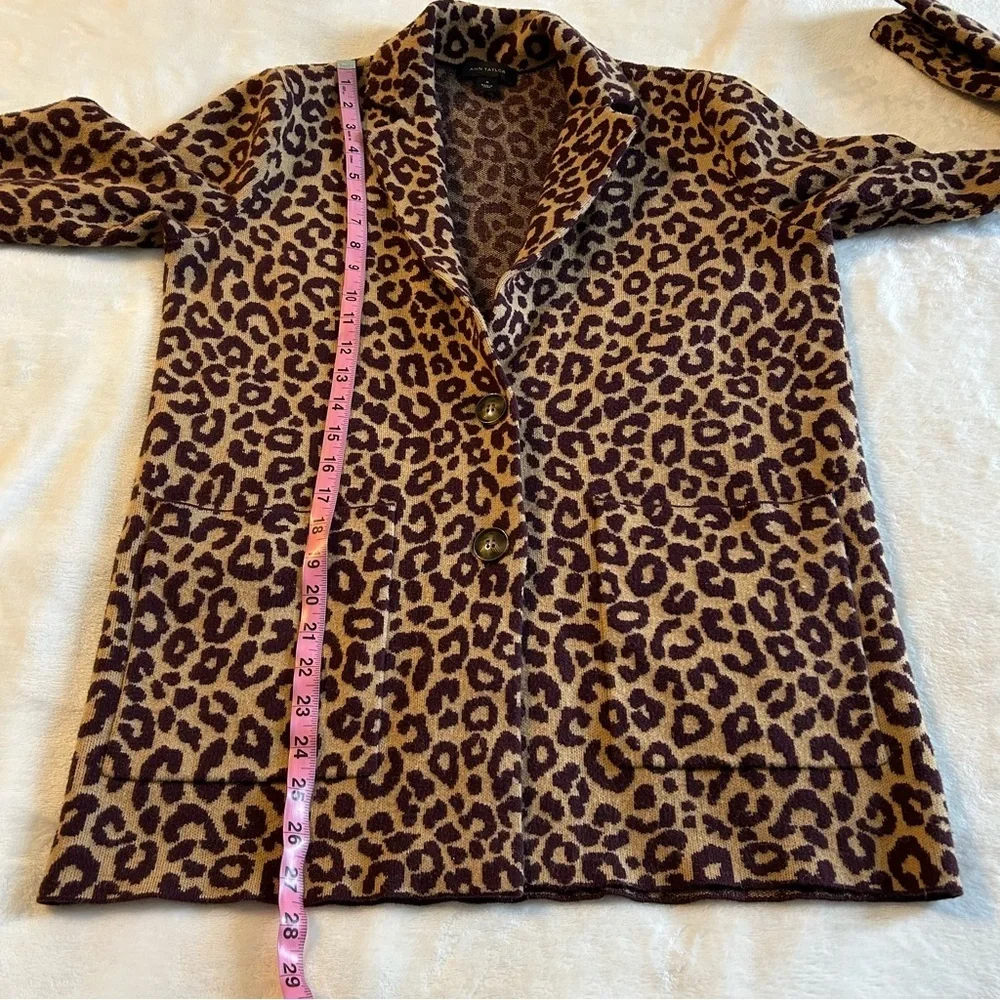 Ann Taylor brown leopard print 2 button sweater cardigan blazer size M